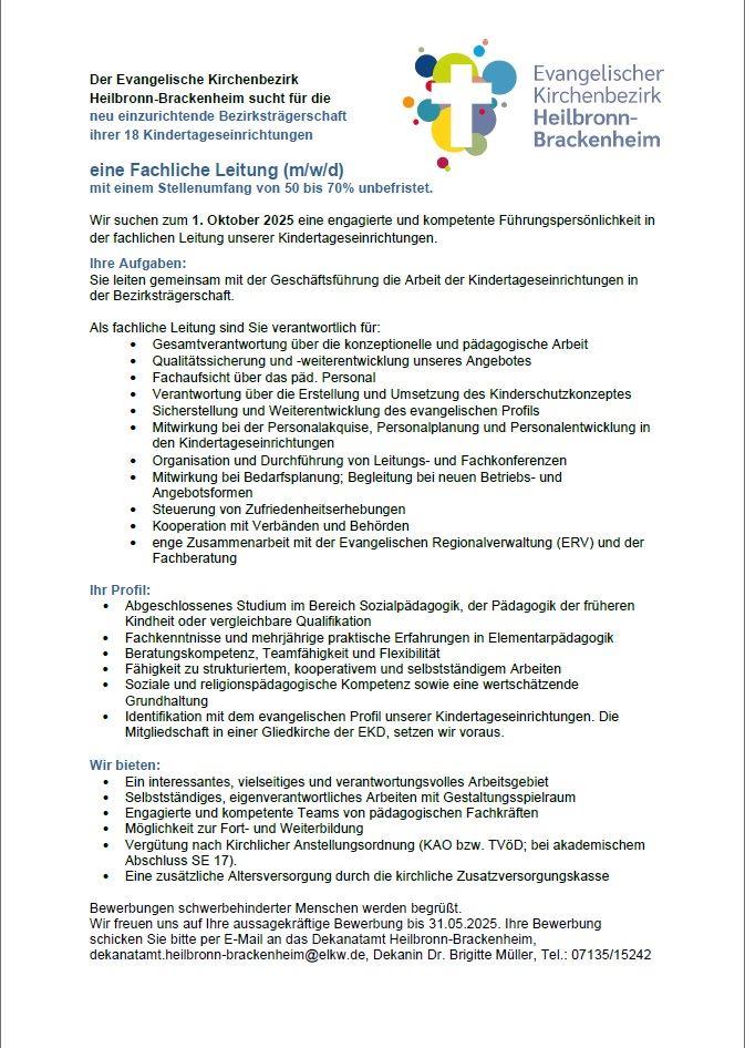 Auschreibung Stellenangebot